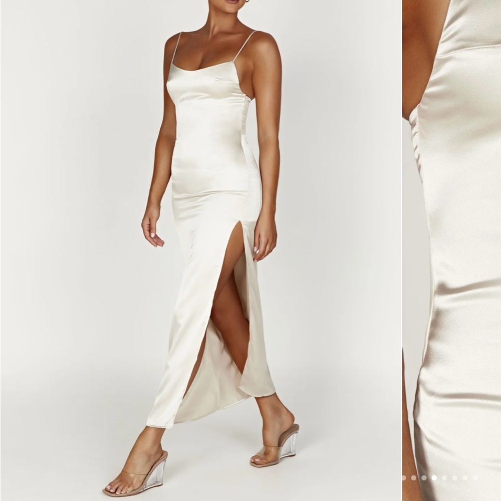 Meshki Jacinda Ivory Satin Slip Maxi Dress NWT, Wedding after party /engagement - Picture 4 of 7
